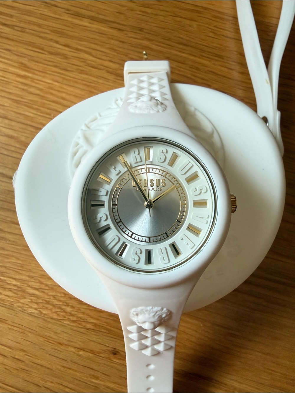 Versus Versace White Silicone Watch with Gold Dial Accents